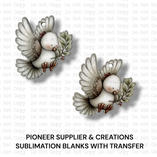 Christmas Dove Mini Ornaments Sublimation Blank | Set of 2