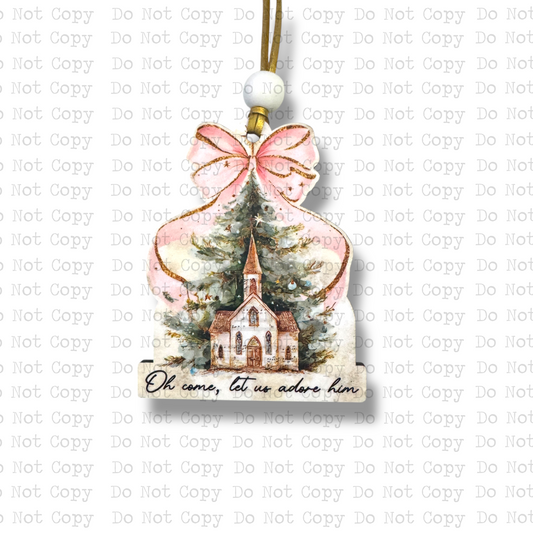 Adore Him Christmas Tree Ornament Sublimation Blank