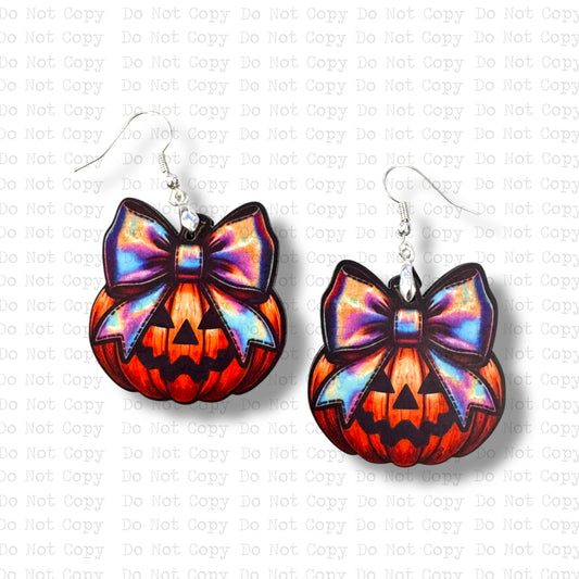Holo Bow Pumpkin Earring Sublimation Blank Kit | PHDC