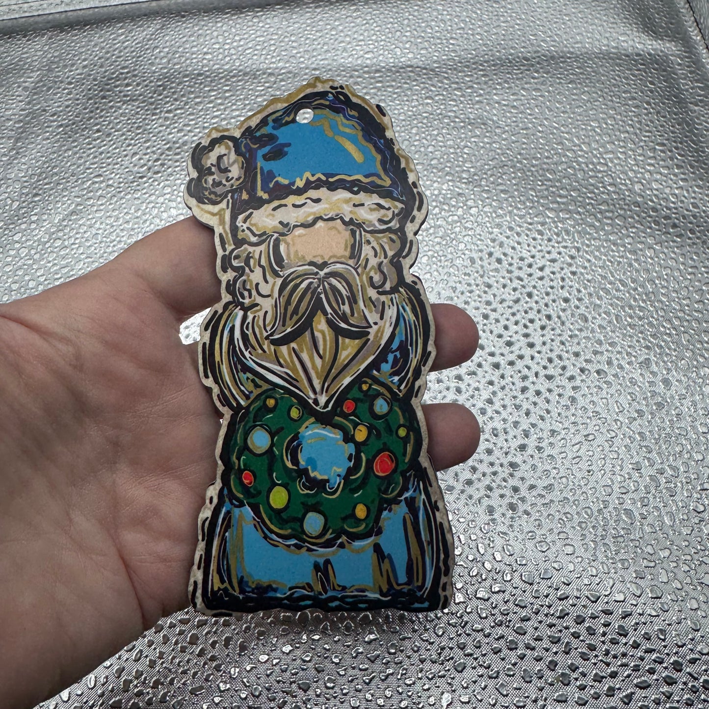 Blue Old World Santa Pressed Blank