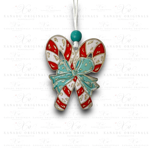 Red Double Candy Cane Ornament Sublimation Blank with TRANSFER OPTION | Exclusive Pixel Pop