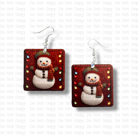 Snowman Tapestry Earring Sublimation Blank Kit