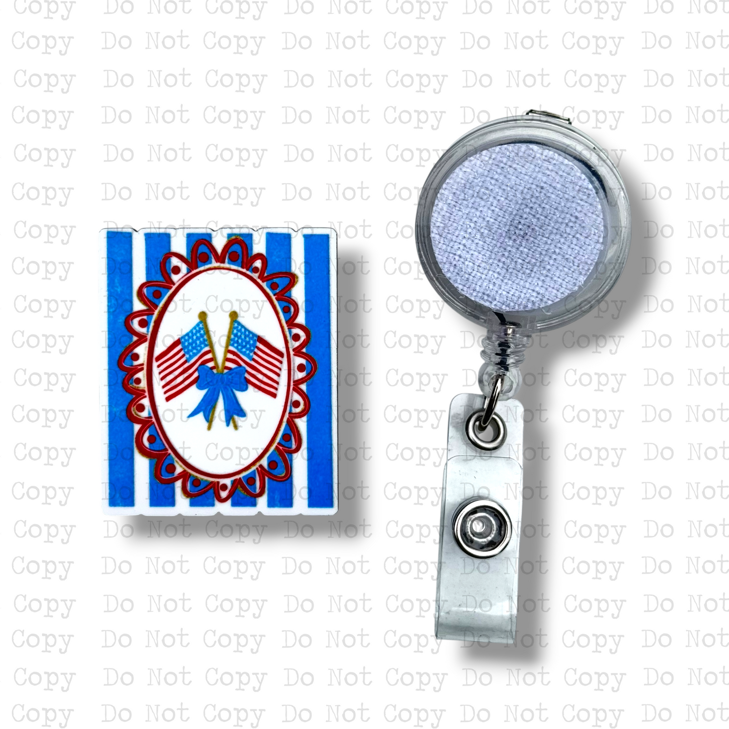 Flags Bow Striped Badge Button Sublimation Blank | Set of 2 TCC