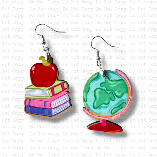 Teaching Is My Ministry Globe Bookstack Earring Sublimation Blank Kit | TCC