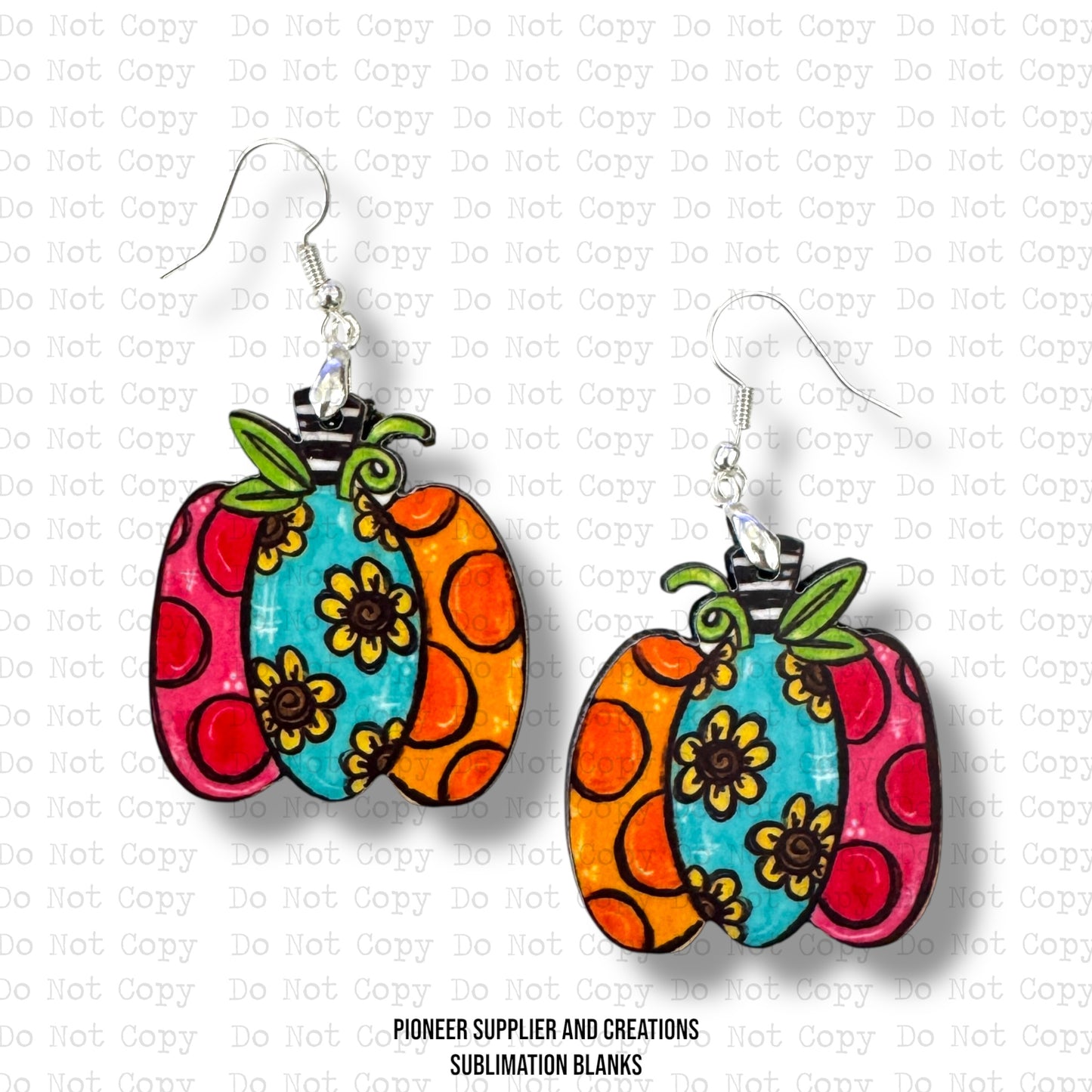 Whimsical Flower Pumpkin Earring Sublimation Blanks | Exclusive Alicia Ray Art