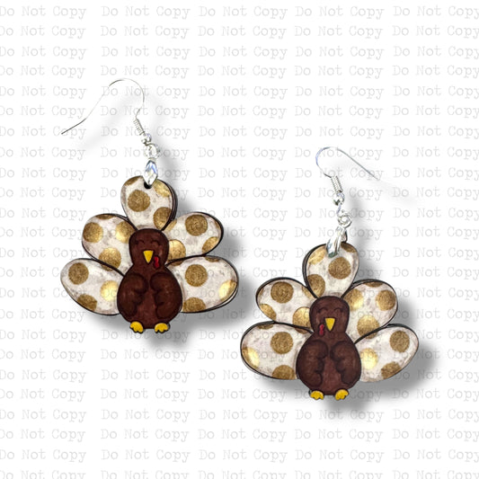 Golden Dot Turkey Shaped Earring Sublimation Blanks | ARA