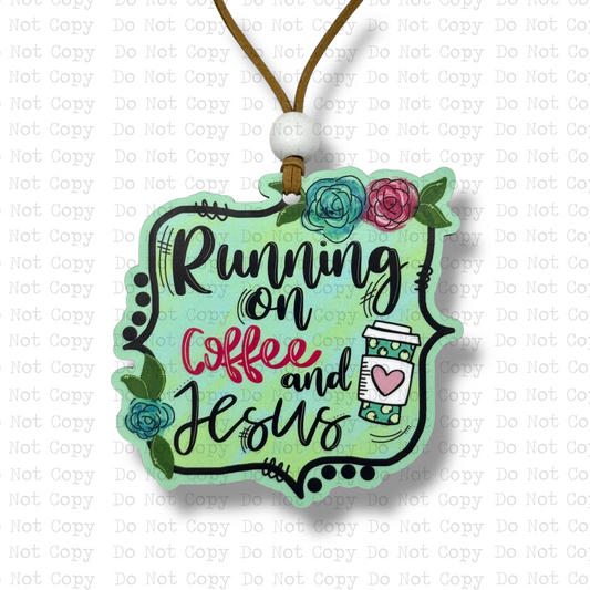 Running On Coffee and Jesus Car Charm Sublimation Blank | G&M