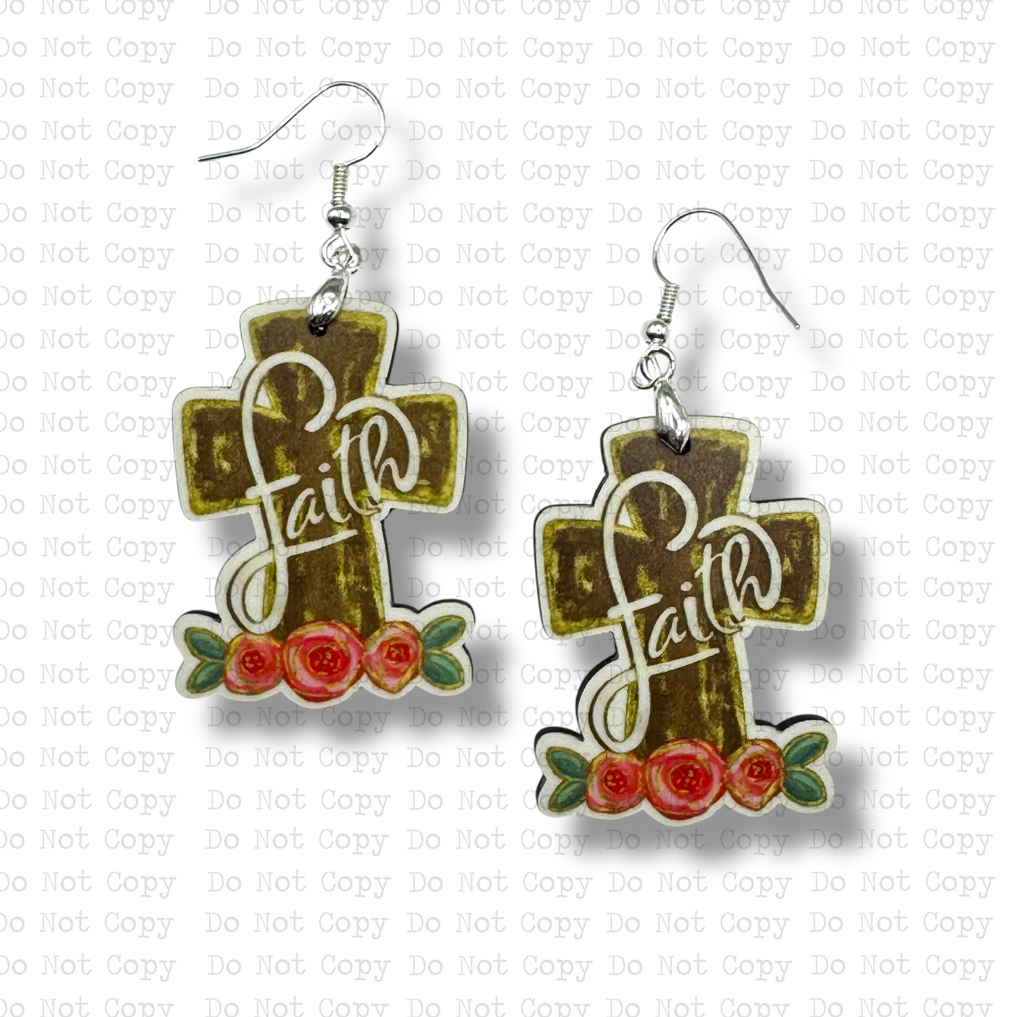Floral Faith Cross Earring Sublimation Blank Kit | ARA