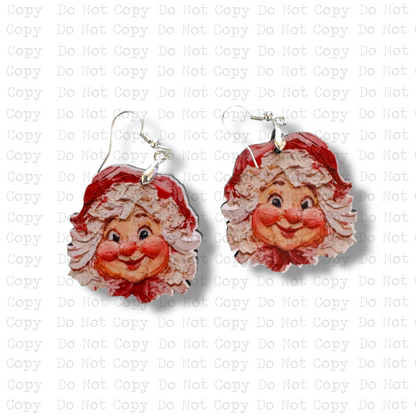 Hand Painted Mrs. Clause Earring Sublimation Blank Kit