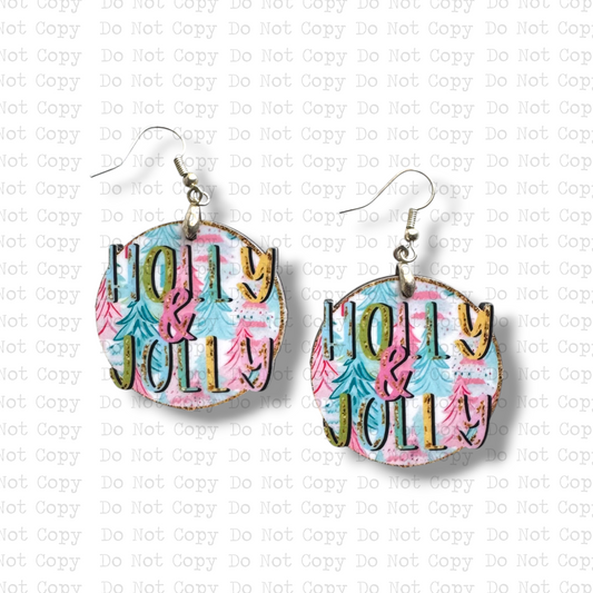 Holly And Jolly Earring Sublimation Blank Kit | TCC