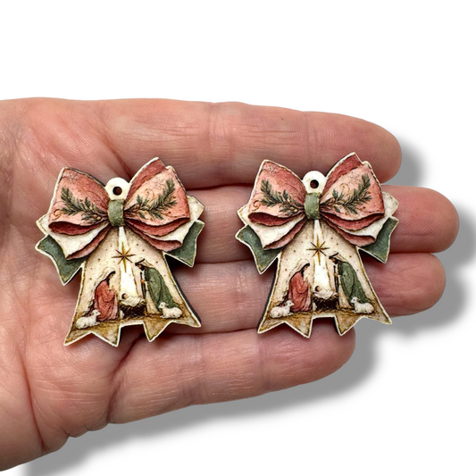 Nativity Christmas Bow Earring Sublimation Blanks