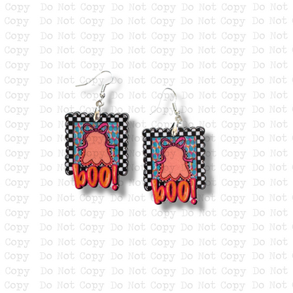 Boo Ghost Frame Earring Sublimation Blank Kit