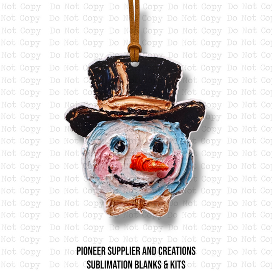 Hand Painted Snowman Ornament Sublimation Blank