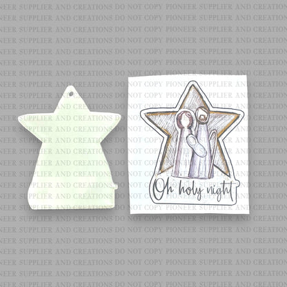 Oh Holy Night Star Ornament Sublimation Blank with TRANSFER| Acrylic Exclusive