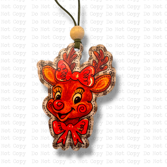 Vintage Bow Reindeer Ornament Sublimation Blank