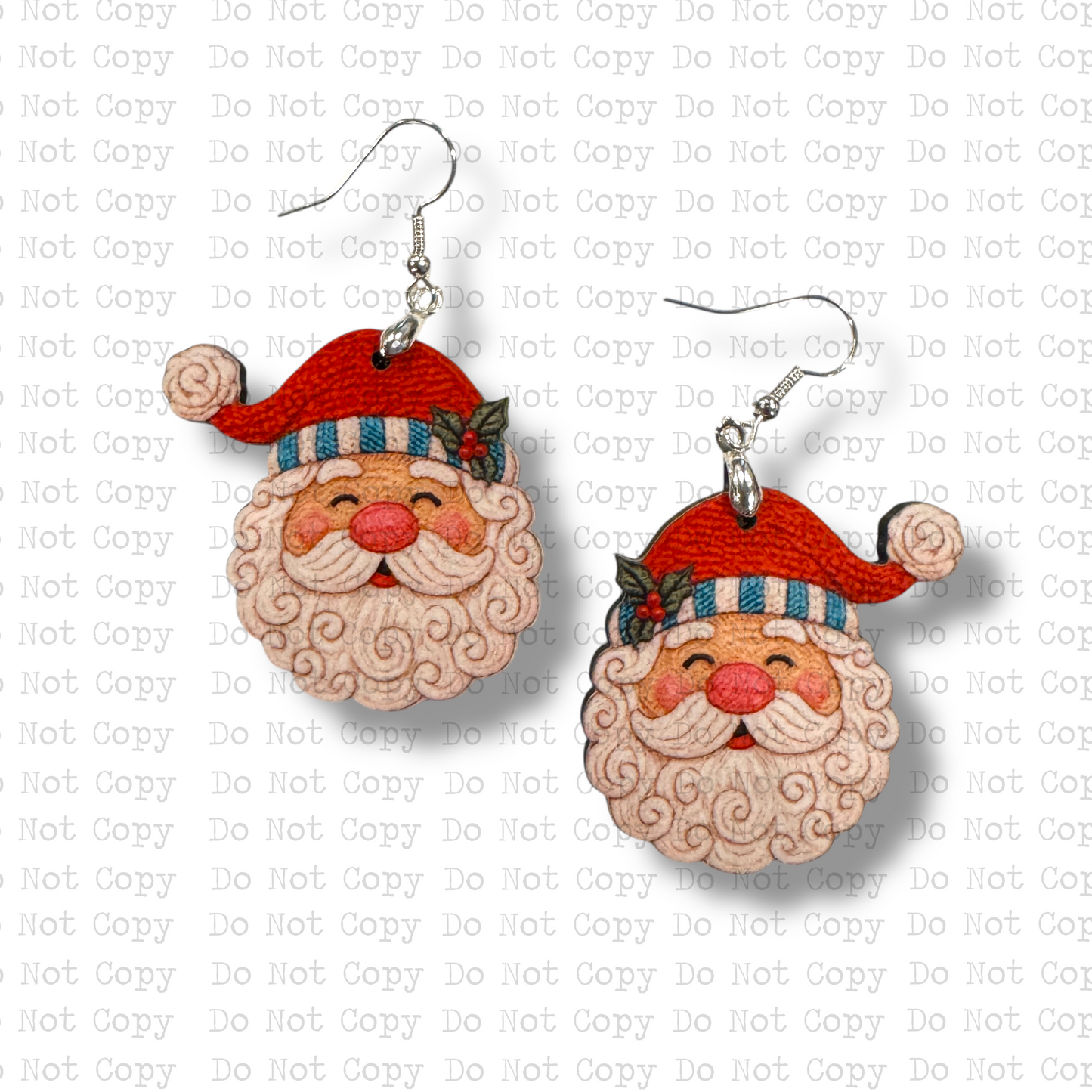 Red Cap Yarn Santa Earring Sublimation Blank Kit