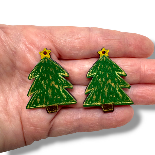 Golden Christmas Tree Earring Sublimation Blanks | ARA