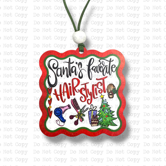 Santa's Favorite Hair Stylist Ornament Sublimation Blank