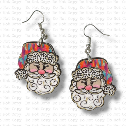 Colorful Preppy Santa Earring Sublimation Blanks