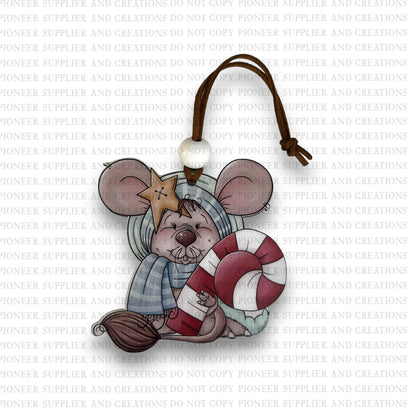 Christmas Candy Cane Mouse Ornament Sublimation Blank and Transfer | Exclusive