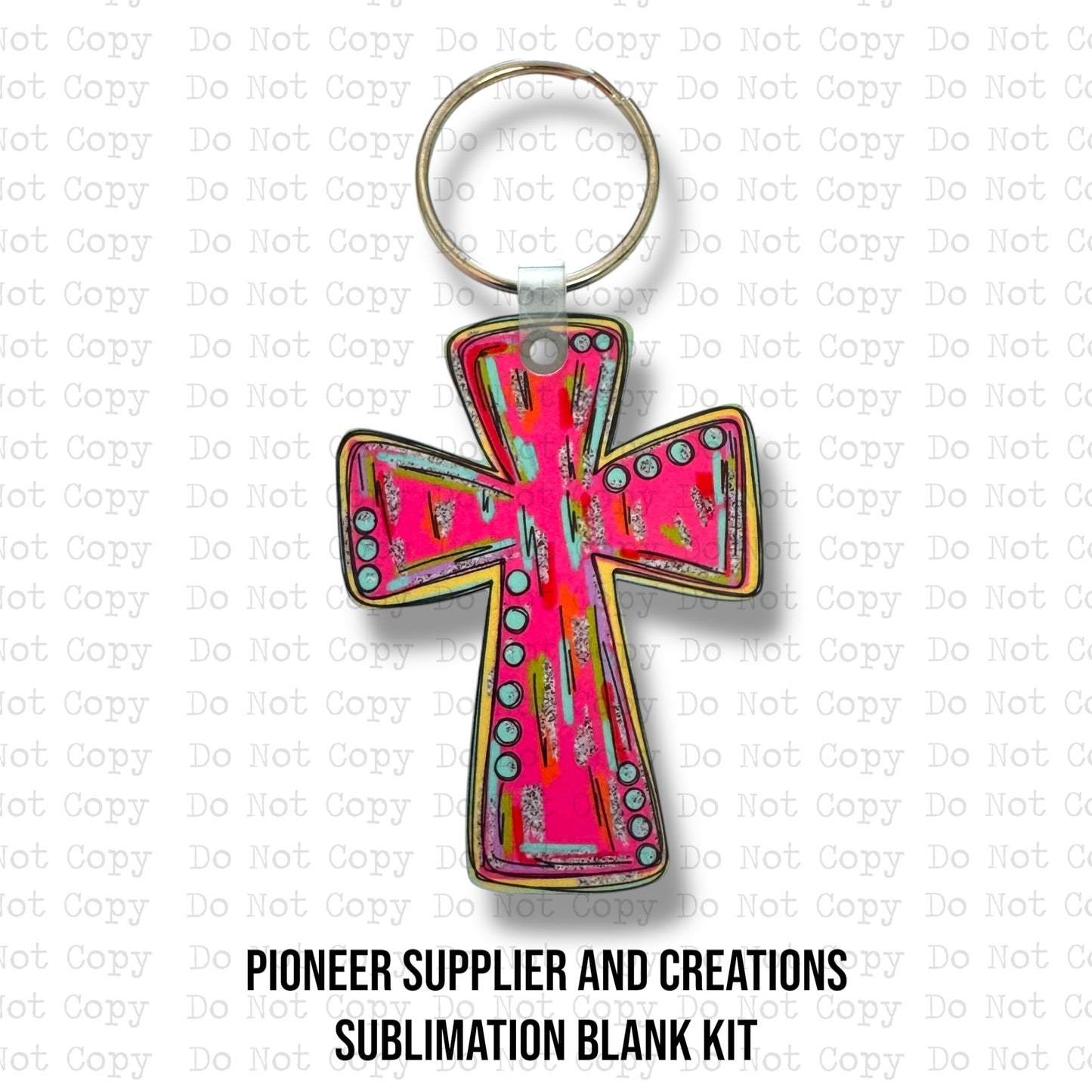 Pink Cross Keychain Sublimation Blank Kit