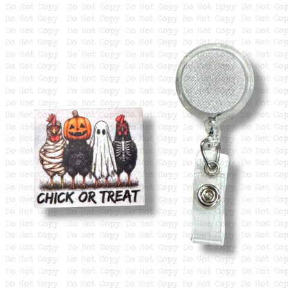 Chick Or Treat Badge Reel Sublimation Blank Kit