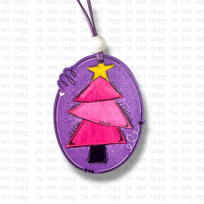 Pink and Purple Christmas Tree Ornament Sublimation Blank
