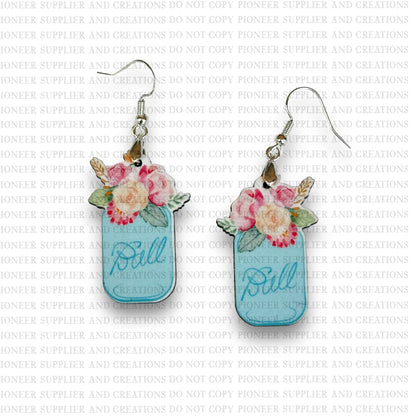 Floral Mason Jar Earring Sublimation Blank Kits w/ transfers and hardware) | Exclusive