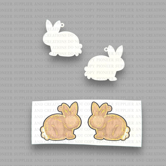 Hand Drawn Brown Bunny Earring Sublimation Blanks