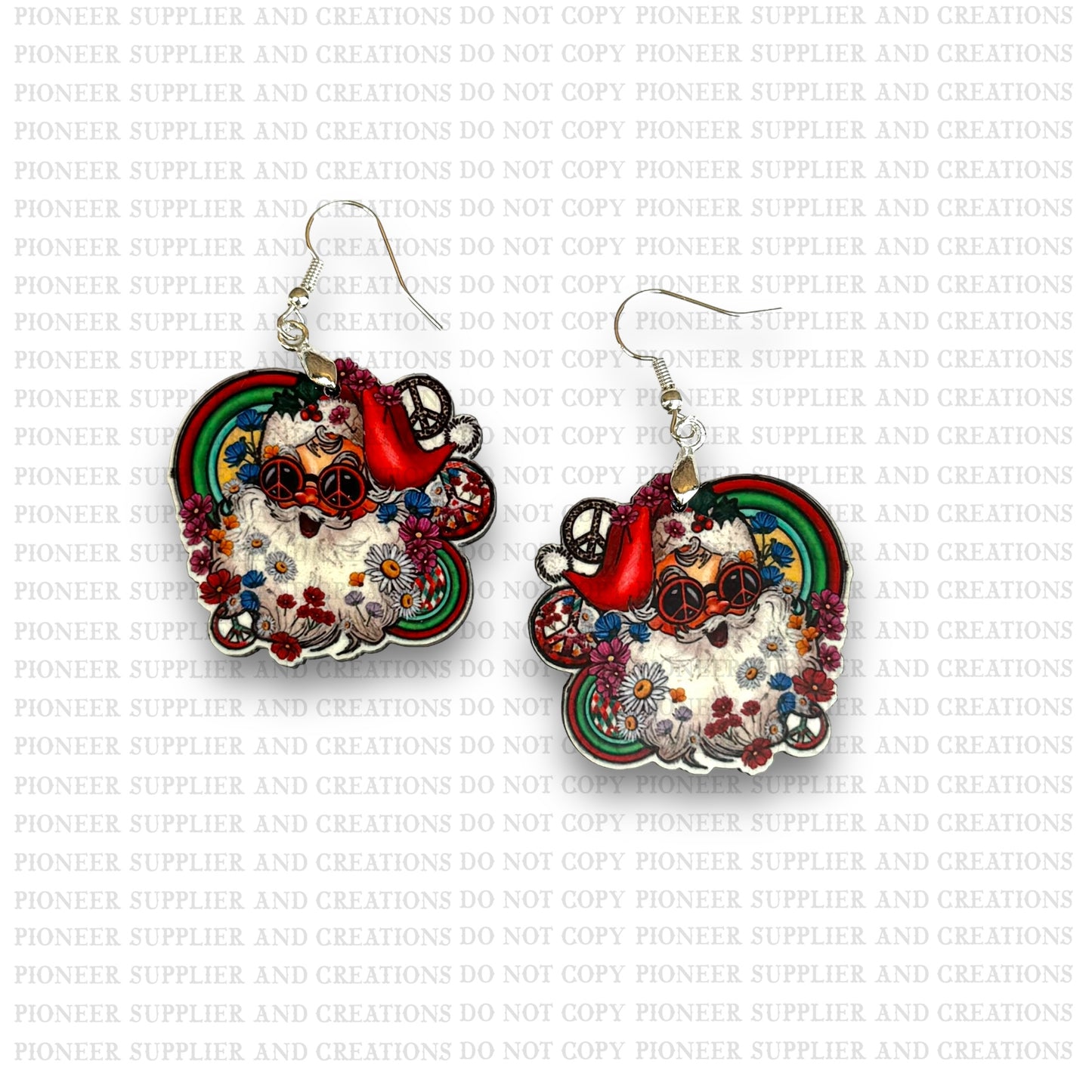 Hippie Santa Claus Earring Sublimation Blank Kits w/ transfers and hardware) | Exclusive