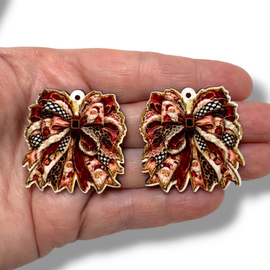 Santa Christmas Bow Earring Sublimation Blanks