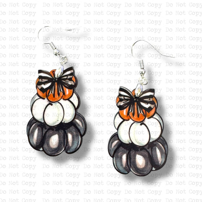 Black and White Pumpkin Stack Earring Sublimation Blank Kit