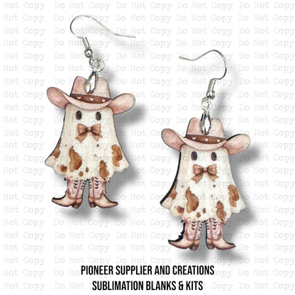 Cowgirl Ghost Earring Sublimation Blank Kit