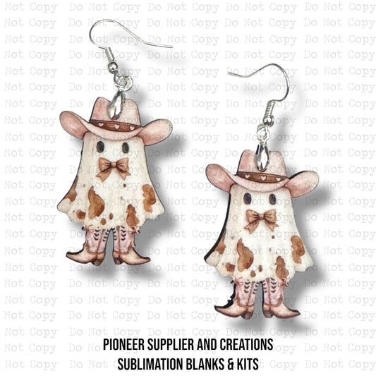 Cowgirl Ghost Earring Sublimation Blank Kit