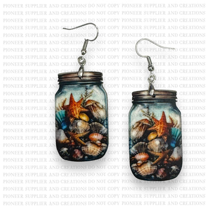 Sea Shell Jar Earring Sublimation Blank Kit (w/ transfers and hardware) | Exclusive