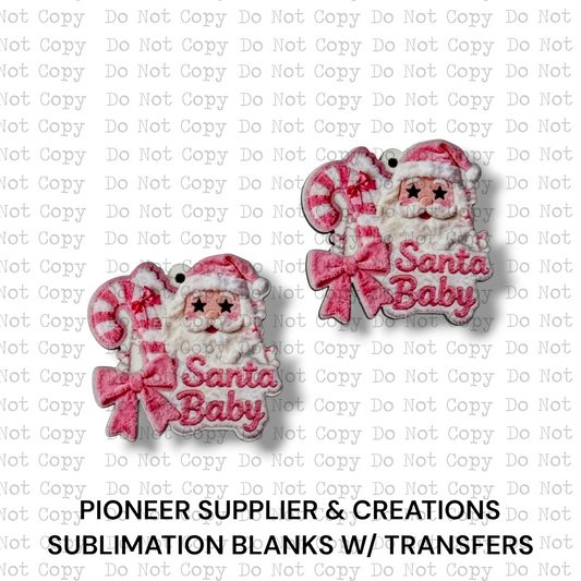 Santa Baby Pink Faux Fur Earring Sublimation Blanks | HDS