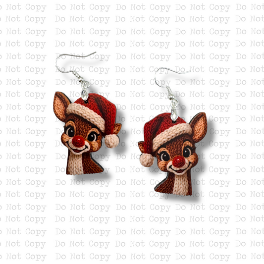 Rudolph Yarn Earring Sublimation Blank Kit