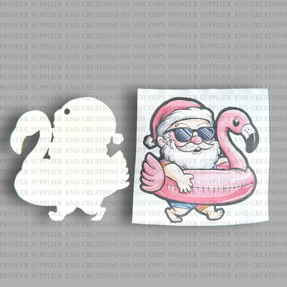 Flamingo Santa Ornament Sublimation Blank and Transfer | Exclusive