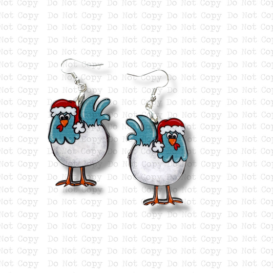 Santa Chicken Earring Sublimation Blank Kit | G&M