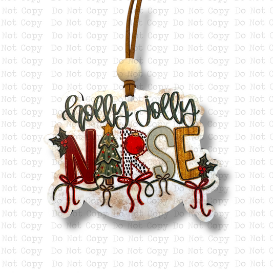 Holly Jolly Nurse Ornament Sublimation Blank