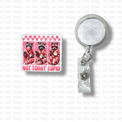 Not Today Cupid Raccoon Badge Button Sublimation Blank | Set of 2