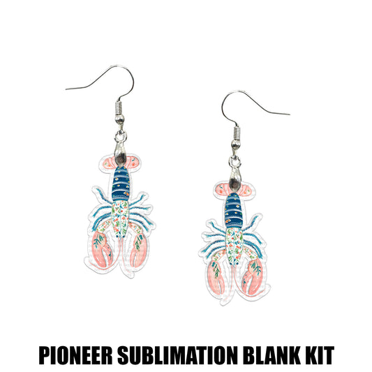 Chinoiserie Floral Blue & Pink Crawfish Earring Sublimation Blank Kit