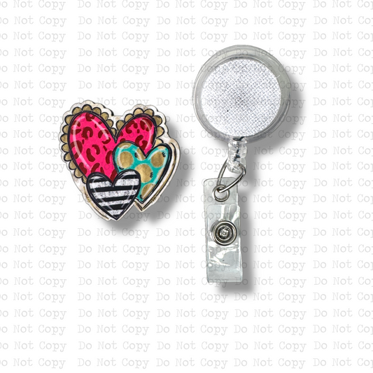 Bright Heart Trio Badge Button Sublimation Blank | Set of 2