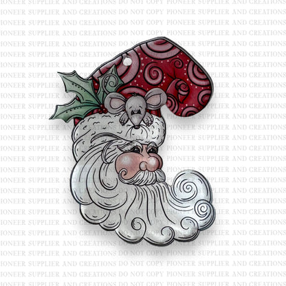 Santas Mouse Friend Ornament Sublimation Blank with TRANSFER| Acrylic Exclusive