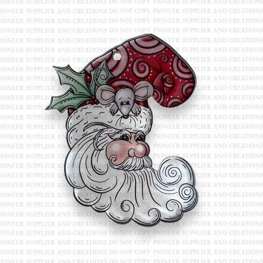 Santas Mouse Friend Ornament Sublimation Blank with TRANSFER| Acrylic Exclusive