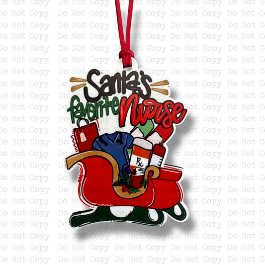 Santas Favorite Nurse Ornament Sublimation Blank | RL