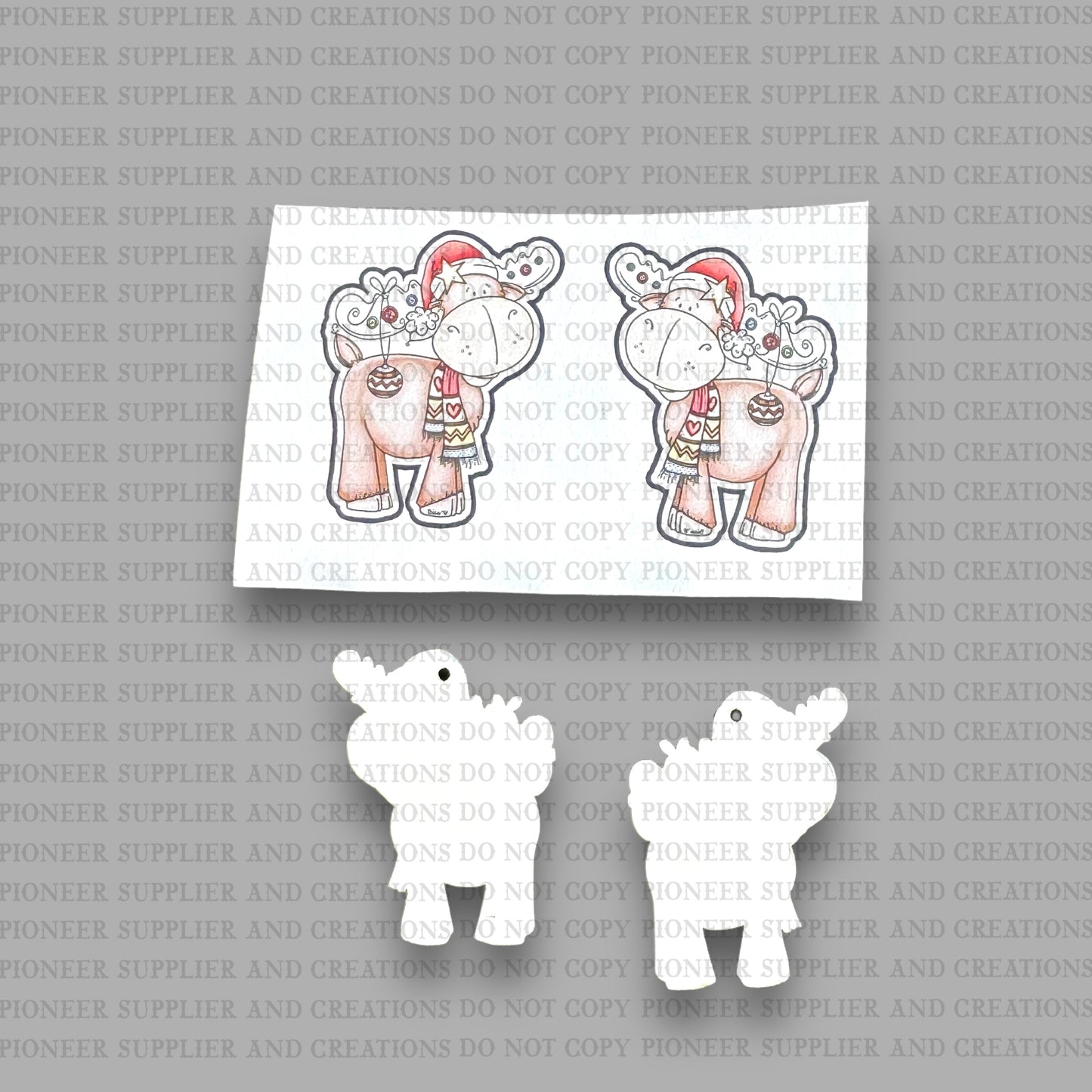 Christmas Moose Earring Sublimation Blank Kits w/ transfers and hardware) | Exclusive