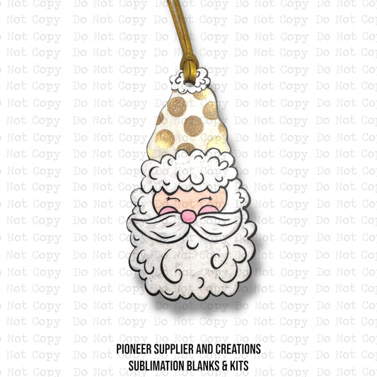 Gold Polkadot Santa Ornament Sublimation Blank