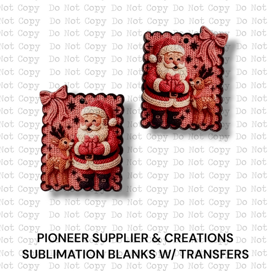 Santa and Reindeer Yarn Earring Sublimation Blanks