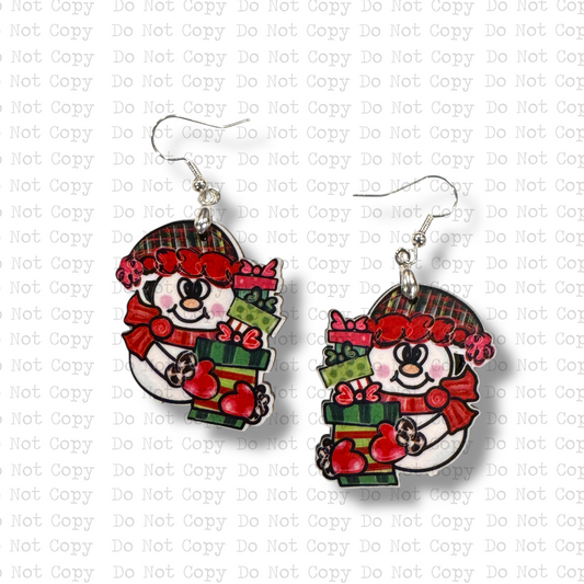 Tis The Season Snowman Earring Sublimation Blanks